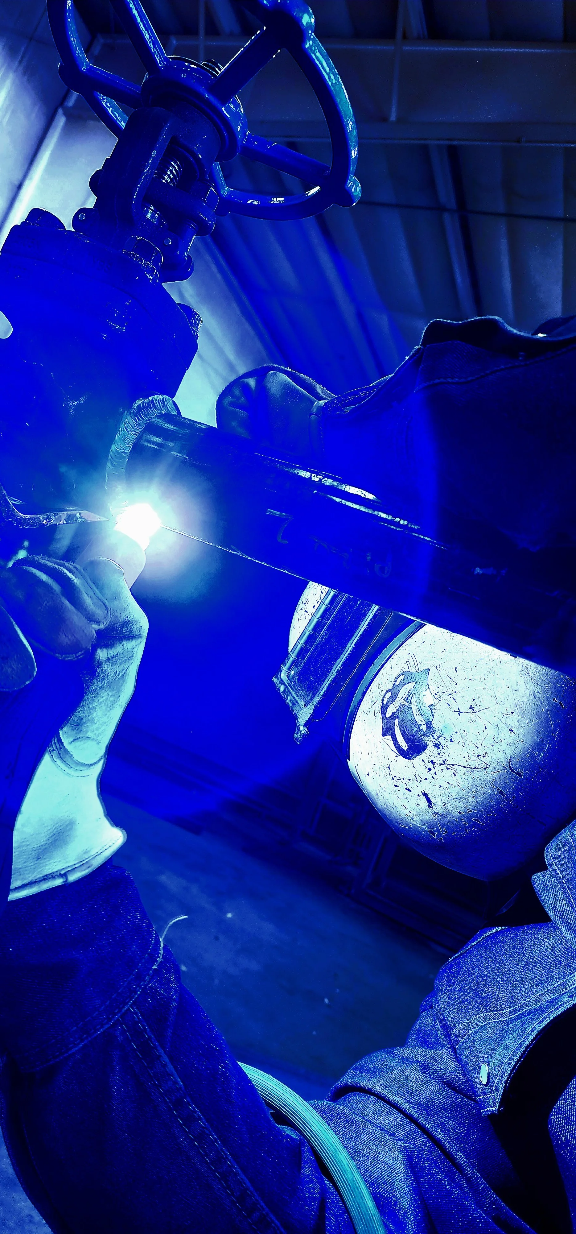 Close-up of TIG pipe welding